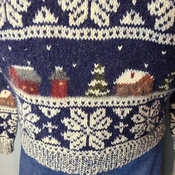 Vtg Woolrich Sweater Womens Medium Fair Isle Cottage Farm Wool Handframed 90s - Picture 11 of 11